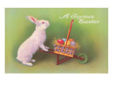 Joyous Easter  Rabbit with Wheelbarrow
