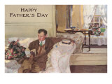 Happy Father's Day Reading  with Straw hat