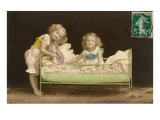 Little French Girls in Crib