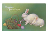 Easter Greetings  Rabbits and Basket