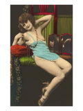 Woman in Blue Slip