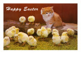 Happy Easter  Kitten and Chicks
