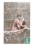Woman with French Flag  Old Planes