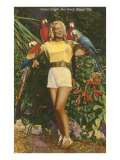 Blonde with Macaws  Florida