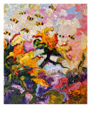 Sunflowers & Bees Oil Painting By Ginette