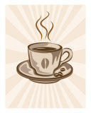 Stylized Coffee Cup Illustration  Retro Background