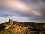Corfe Castle and Corfe Village  Late Evening Light  Dorset  Uk November 2008