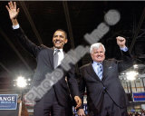 US Senator Edward Kennedy & Senator Barack Obama at a 2008 Campaign Rally