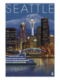 Seattle  Washington at Night  c2008