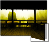 Covered Deck Looking onto Peaceful River and Fog