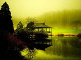 Japanese Gazebo with Views of Hills and Water