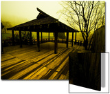 Japanese Gazebo on Deck overlooking Water and Hills