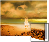Glowing Woman Standing on the Beach