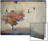 Oversized Crows Flying from Tree