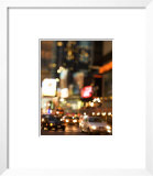 Blur of Illuminated Lights with Traffic on Busy Street in Times Square in New York City