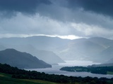 Foggy Landscape of River and Rolling Hills