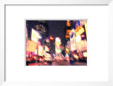 Blurred Image of Busy Street with Illuminating Lights and Signs in Times Square in New York City