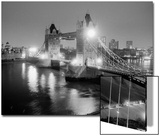 A View of Tower Bridge on the River Thames Illuminated at Night in London  April 1987