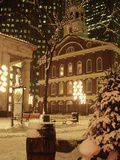 Faneuil Hall at Christmas with Snow  Boston  MA