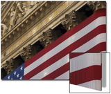 New York Stock Exchange and American Flag  Wall Street  Financial District  New York  USA