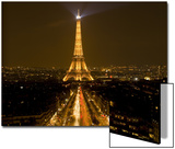 Digital Composite of Eiffel Tower and Champs-Elysees at Nighttime  Paris  France