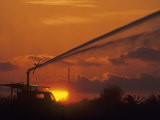Irrigation from a Truck at Twilight  Florida  USA