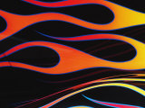 Orange and Yellow Flames Painted on a Black Car