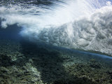 Underwater View of a Wave Crashing over a Coral Reef  Yap  Micronesia