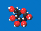 Molecular Model of Glucose (C6H12O6)  with Black for Carbon  White for Hydrogen  and Red for Oxygen