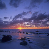 Winter Sunset over Lake Michigan  Cat Head Point  Leelanau State Park  Michigan  USA