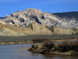 Green River and Dipping Sandstone Sedimentary Rocks Dinosaur National Monument  Utah  USA