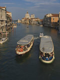 Water Taxis on Grand Canal with Santa Maria Della Salute in the Distance  Venice  Italy