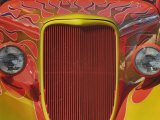Front End View of an Artistically Painted Hot Rod Car