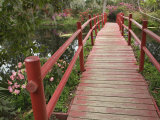 Red Bridge over a Pond  Magnolia Plantation  Charleston  South Carolina  USA