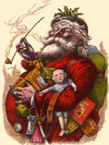 Santa Holds Armful of Toys  1880