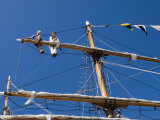 Detail of Main Mast of Tall Ship  Whitehaven  Cumbria  England  UK
