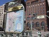 Metra Rail System  Station Sign in the Style of the Paris Metro  Chicago  Illinois  USA