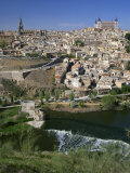 River Below the City of Toledo in Castilla La Mancha  Spain  Europe