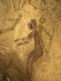 Rock Paintings of Decorated Woman and Children on Cave  Tassili N'Ajjer  Algeria