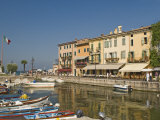 Harbour and Waterfront Cafes  Lazise  Lake Garda  Veneto  Italian Lakes  Italy  Europe