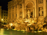 Trevi Fountain Illuminated at Night in Rome  Lazio  Italy  Europe