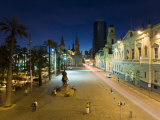 Elevated Dusk View over Plaza De Armas to Santiago Cathedral  Santiago  Chile  South America