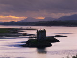 Castle Stalker on Loch Linnhe  Silhouetted at Dusk  Argyll  Scotland  United Kingdom  Europe