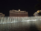 Bellagio Hotel at Night with its Famous Fountains  the Strip  Las Vegas  Nevada  USA