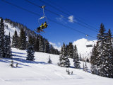 Chair Lift Carries Skiers at Alta  Alta Ski Resort  Salt Lake City  Utah  USA