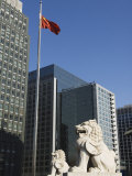 Stone Lion Statue in the Cbd Business District  Beijing  China