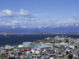 Boats Float in the Beagle Channel  the Capital of Tierra Del Fuego Province  Ushuaia  Argentina