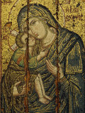 14th Century Icon of the Virgin Episkepis  in the Byzantine Museum in Athens  Greece  Europe