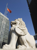 Stone Lion Statue in the Cbd Business District  Beijing  China