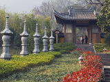 Stone Lantern Statues at Lingyin Temple Forest Park  Hangzhou  Zhejiang Province  China